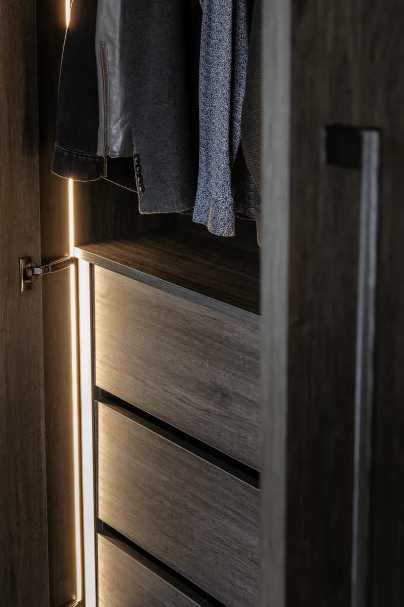 Bespoke timber wardrobes with integrated lighting